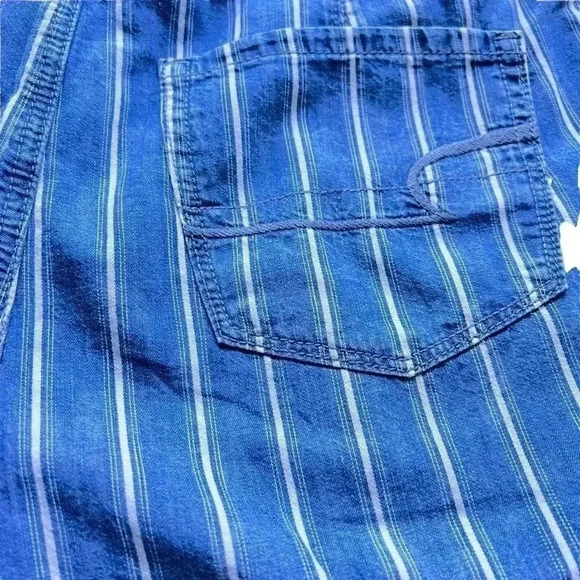 WOMENS AMERICAN EAGLE•DENIM STRIPED TIE FRONT HIGH RISE PAPER BAG SHORTS•SIZE 8• - Picture 4 of 6